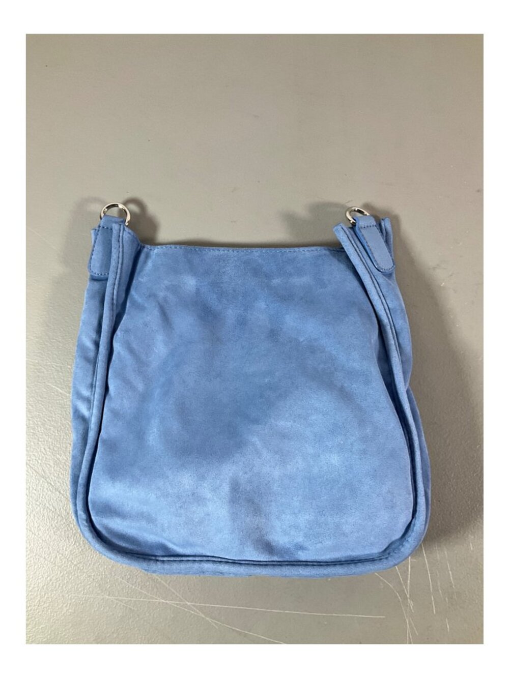 ADORNED Cornflower Blue Faux-Suede Messenger Bag with Multi-Strap & Clip-On Pouc